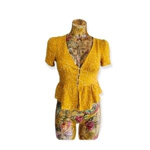 Wild Fable top blouse v neck button down peplum summer XS